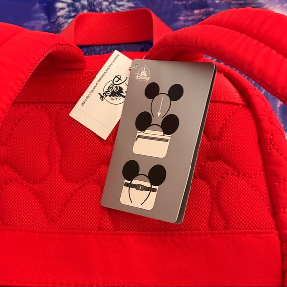 Disney World Disney Parks  Quilted Minnie Mouse women’s  Mini Backpack red white - Picture 5 of 8